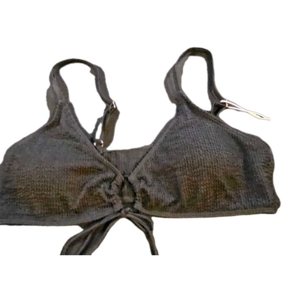 EVOLYLINE Womens Black Ribbed Keyhole Adjustable Strap Bikini Top Size L 1-00717